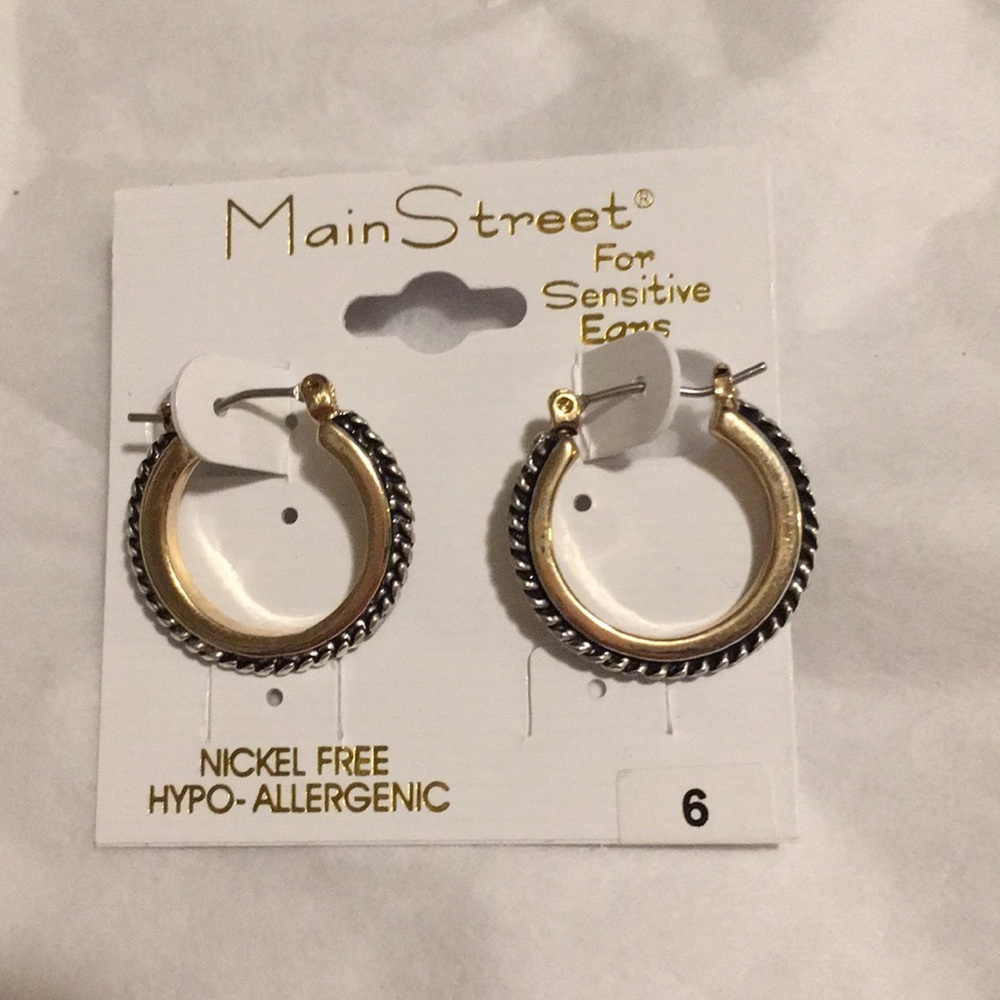 Gold black braided Hoops